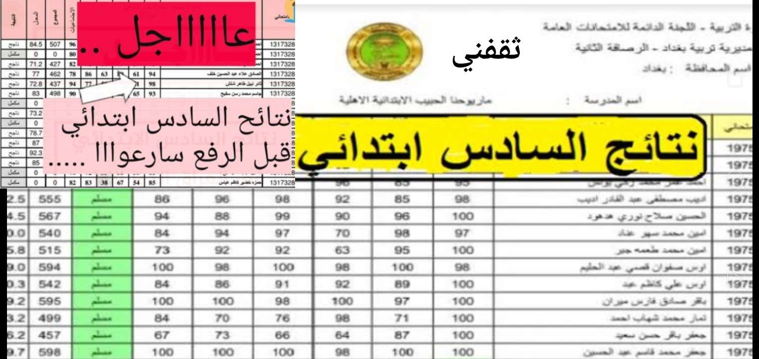 نتائج الصف السادس الابتدائي 2022 كركوك والبصرة وجميع المحافظات