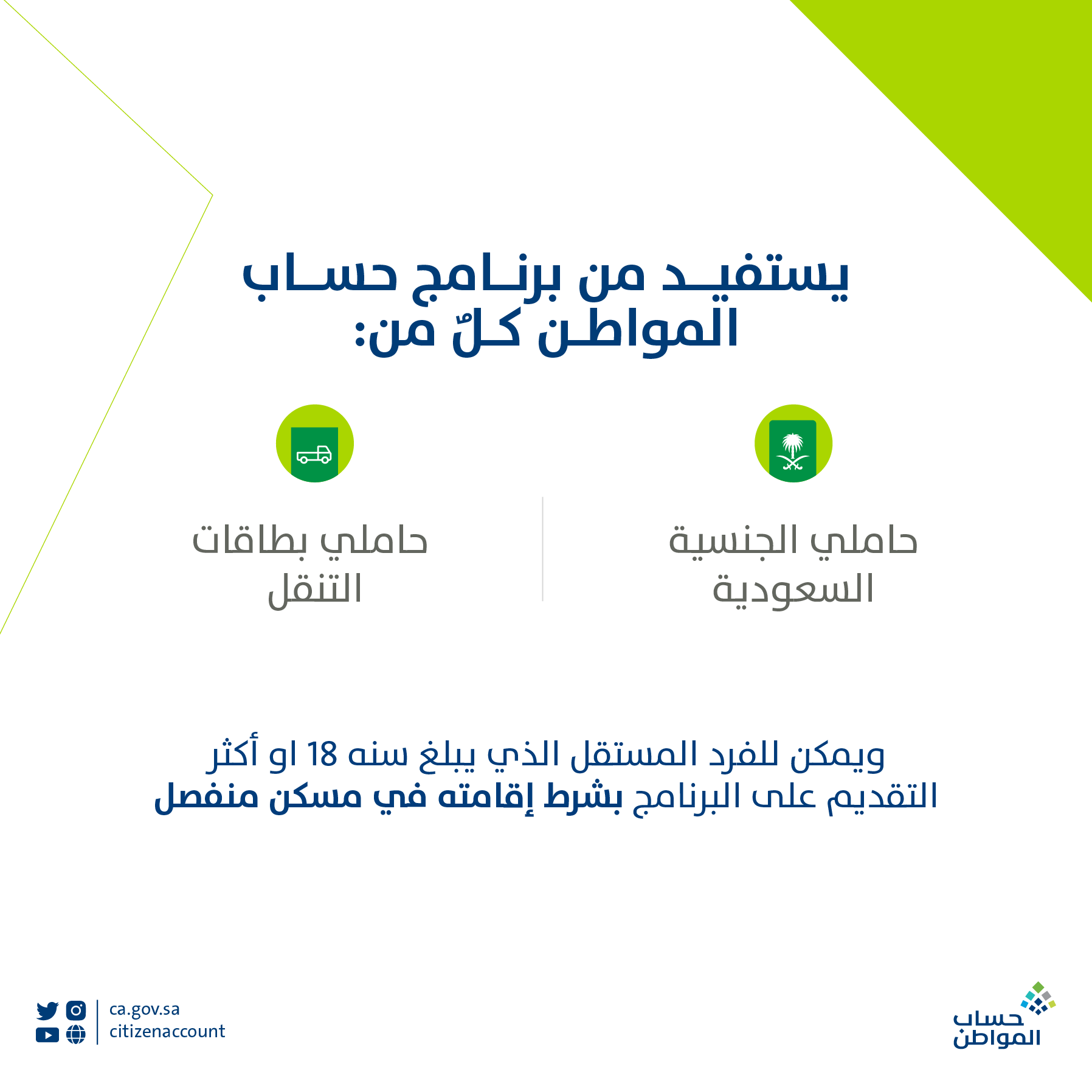 الحاسبة التقديرية لحساب قيمة دعم حساب المواطن