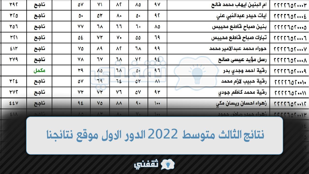 نتائج الثالث متوسط 2022 الدور الاول موقع نتائجنا