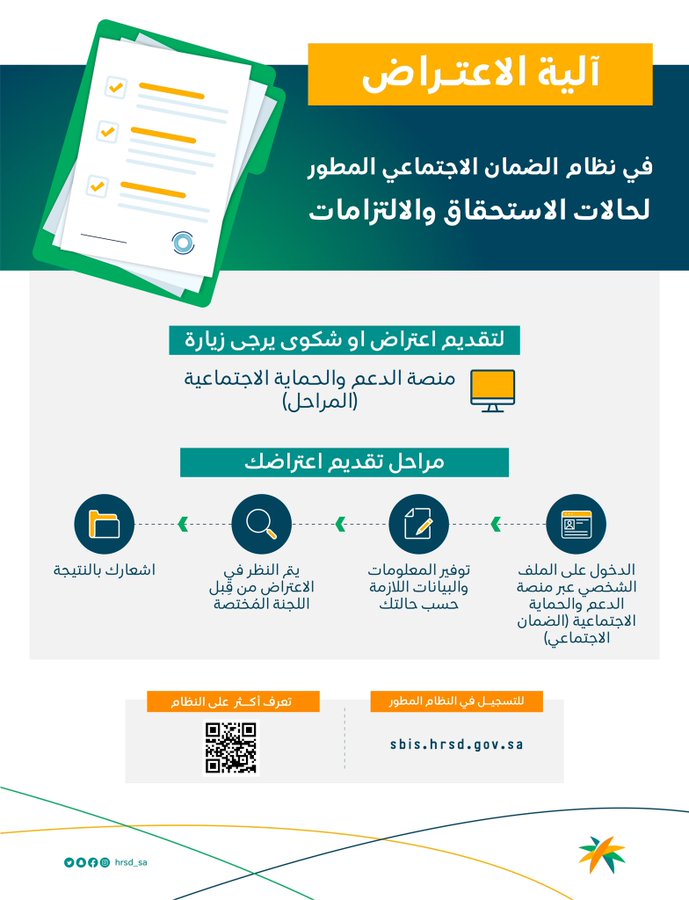 تقديم اعتراض الضمان الاجتماعي المطور