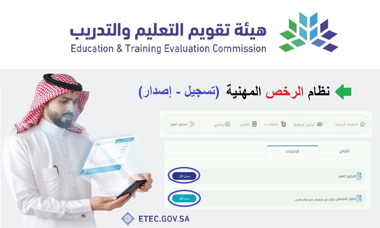 رابط نظام الرخص المهنية tpl.etec.gov.sa التسجيل في اختبار الرخصة المهنية للمعلمين 2022