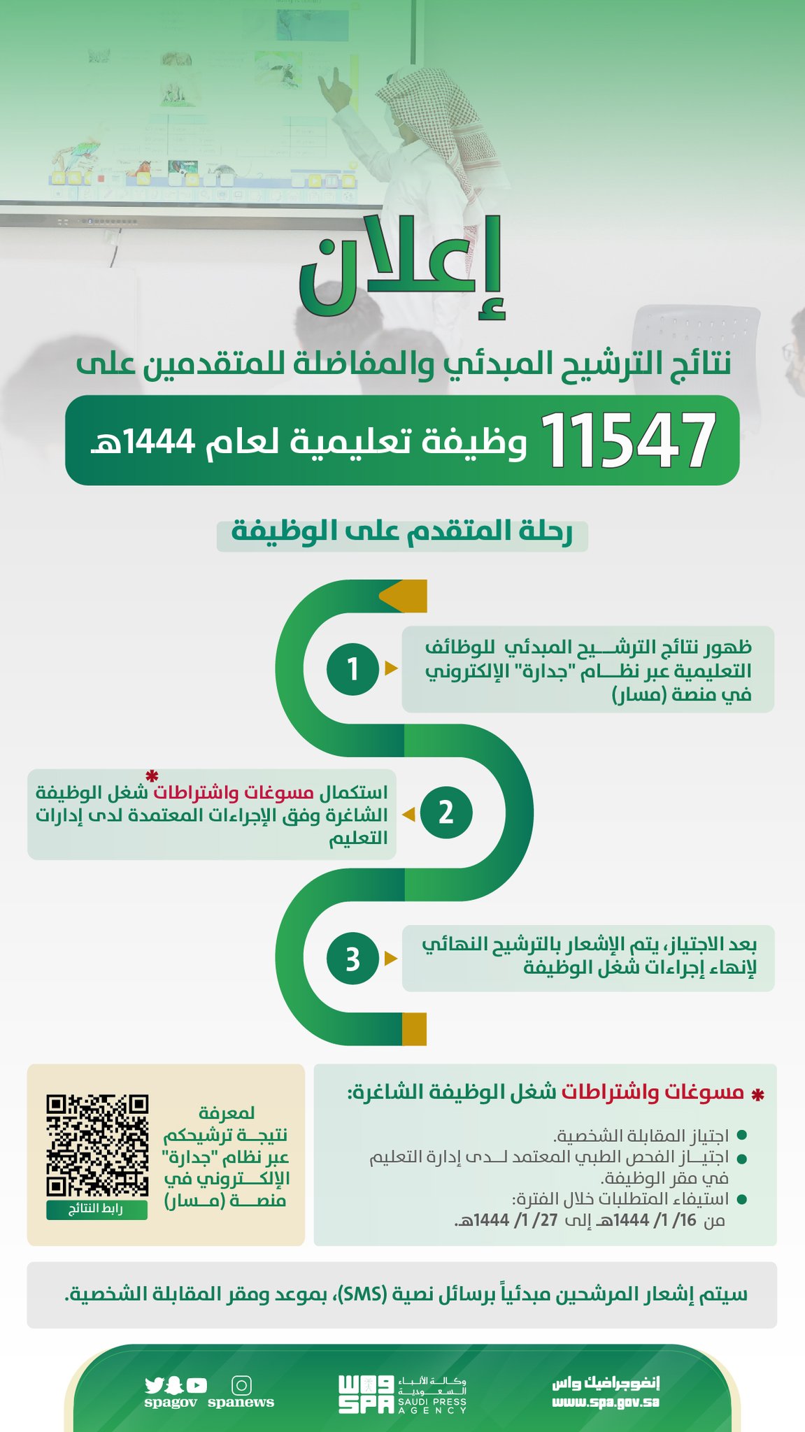 عاجل الان الإعلان عن نتائج قبول الوظائف التعليمية