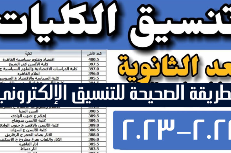 الكليات المتاحة أمام طلاب المرحلة الثالثة