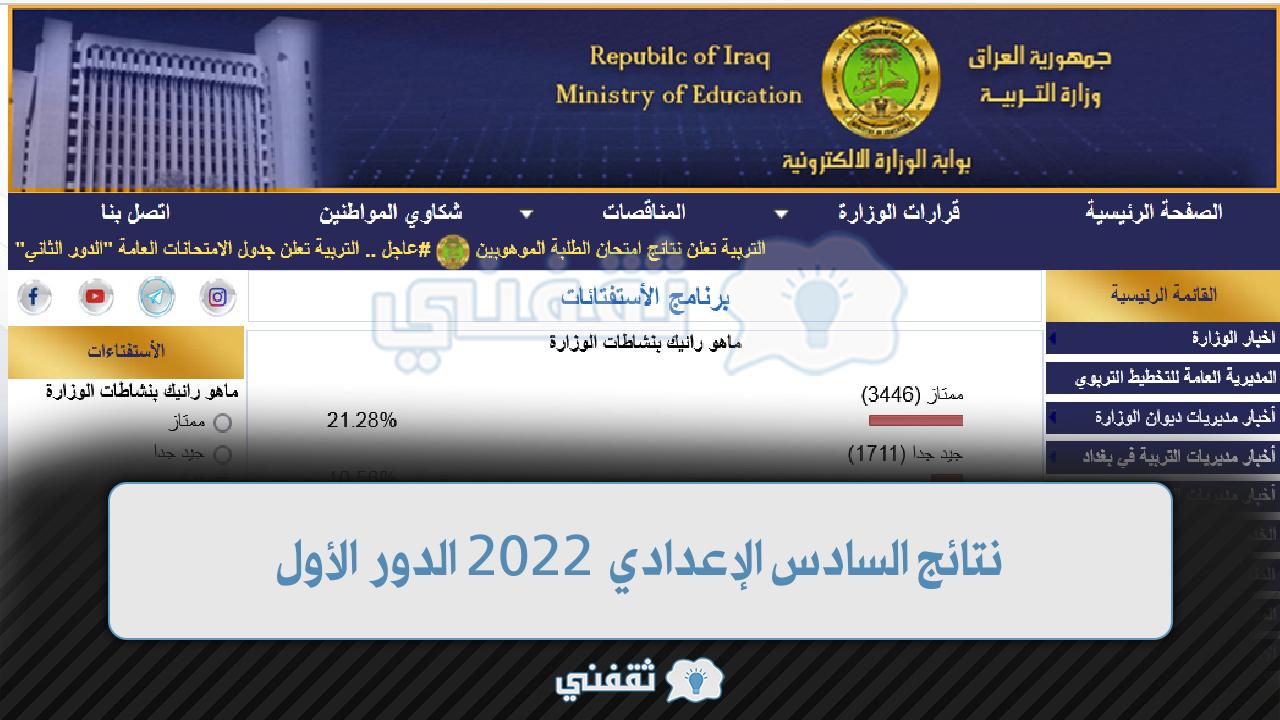 نتائج السادس الإعدادي 2022