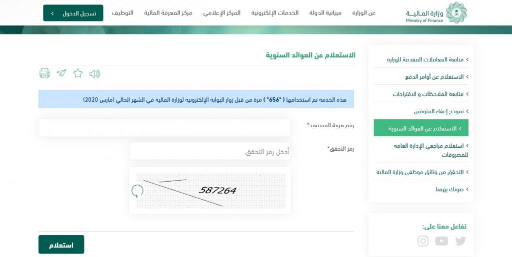 وزارة المالية العوائد السنوية