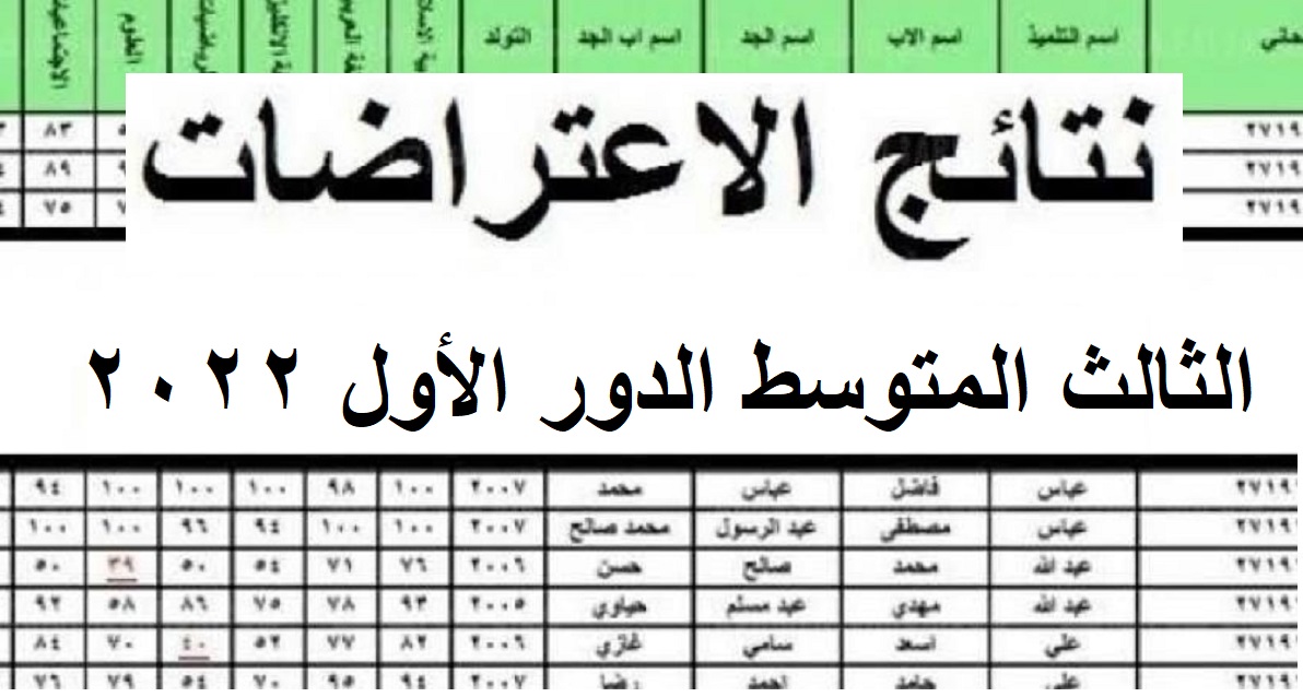 رابط نتيجة اعتراضات الثالث المتوسط الدور الأول 2022