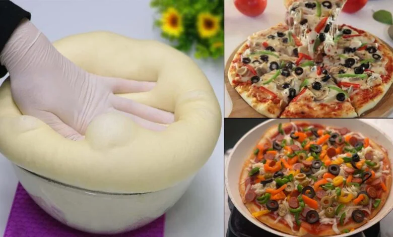 طريقة عمل عجينة البيتزا الهشة القطينة