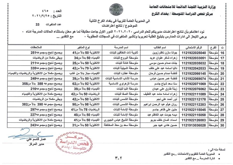 لينك نتائج اعتراضات الثالث متوسط 2022