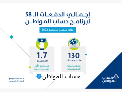 اجمالي دفعات حساب المواطن الـ 58