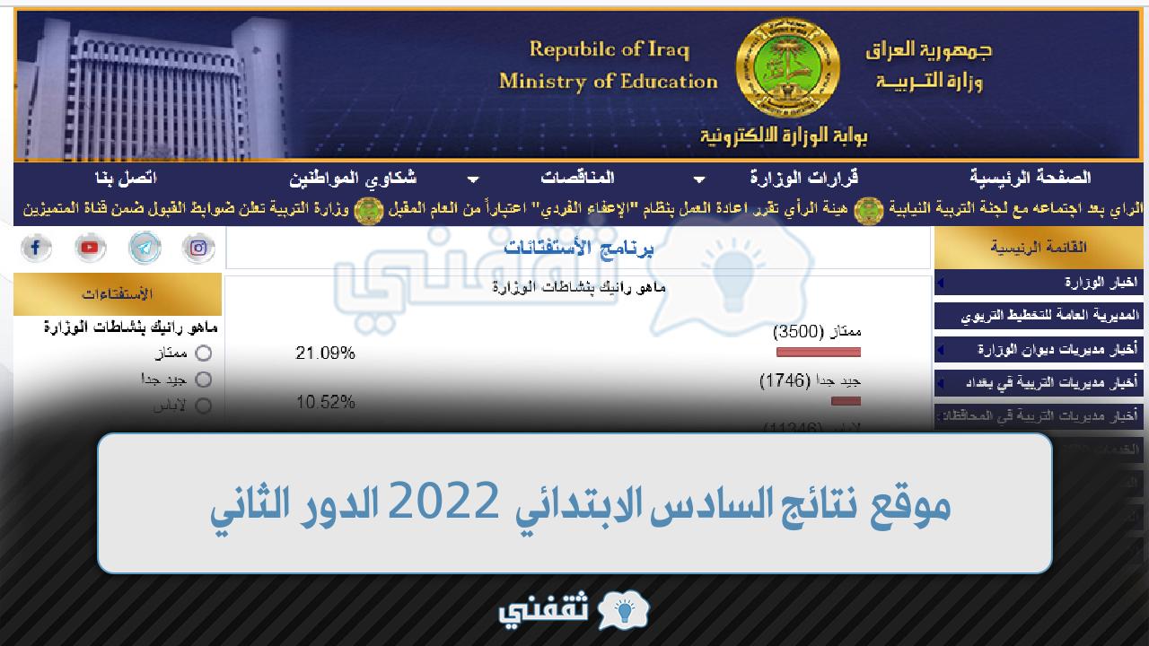 نتائج السادس الابتدائي 2022 الدور الثاني