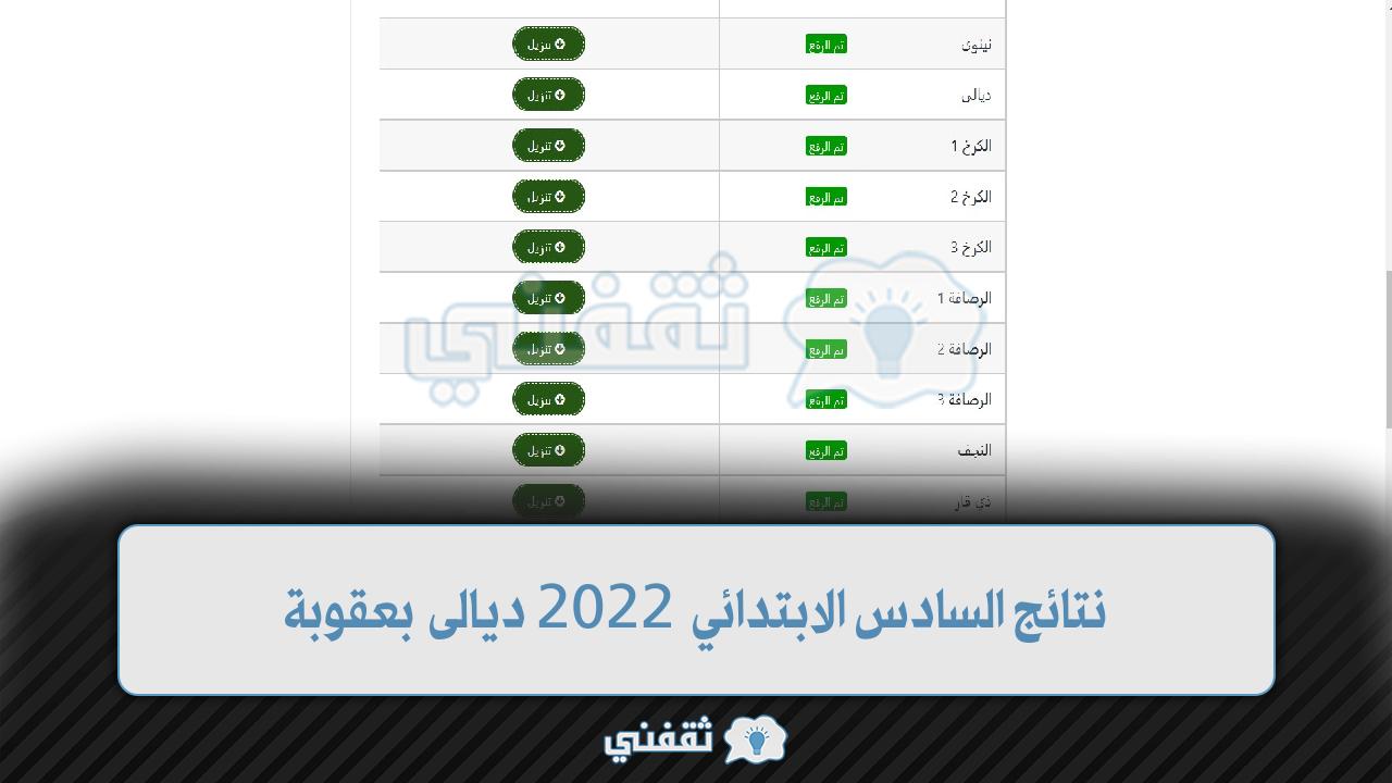 نتائج السادس الابتدائي 2022 ديالى بعقوبة