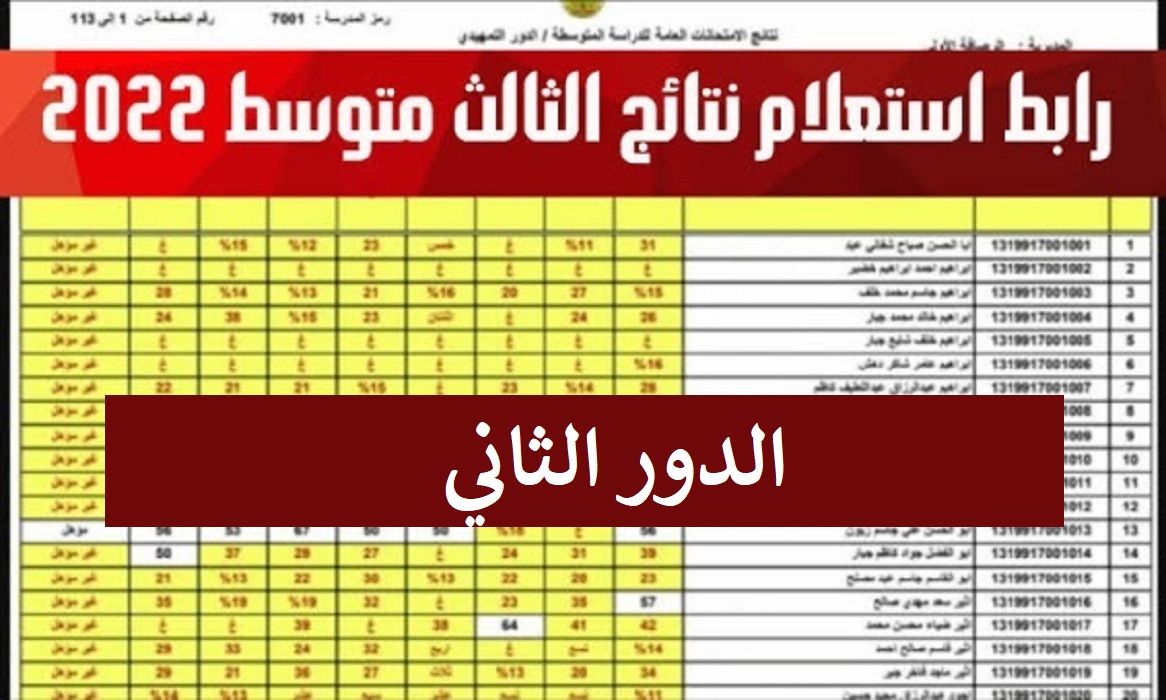 موقع استخراج نتائج “الثالث متوسط 2022 الدور الثاني” بالرقم الامتحاني مباشر على epedu.gov.iq موقع وزارة التربية والتعليم العراقية