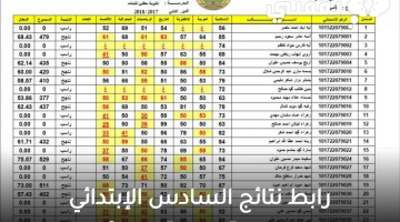 نتائج السادس الابتدائي