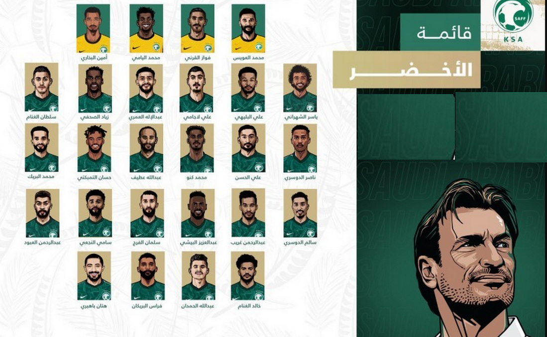 مفاجآت في قائمة المنتخب السعودي ضمن مباريات استعدادات كاس العالم 2022