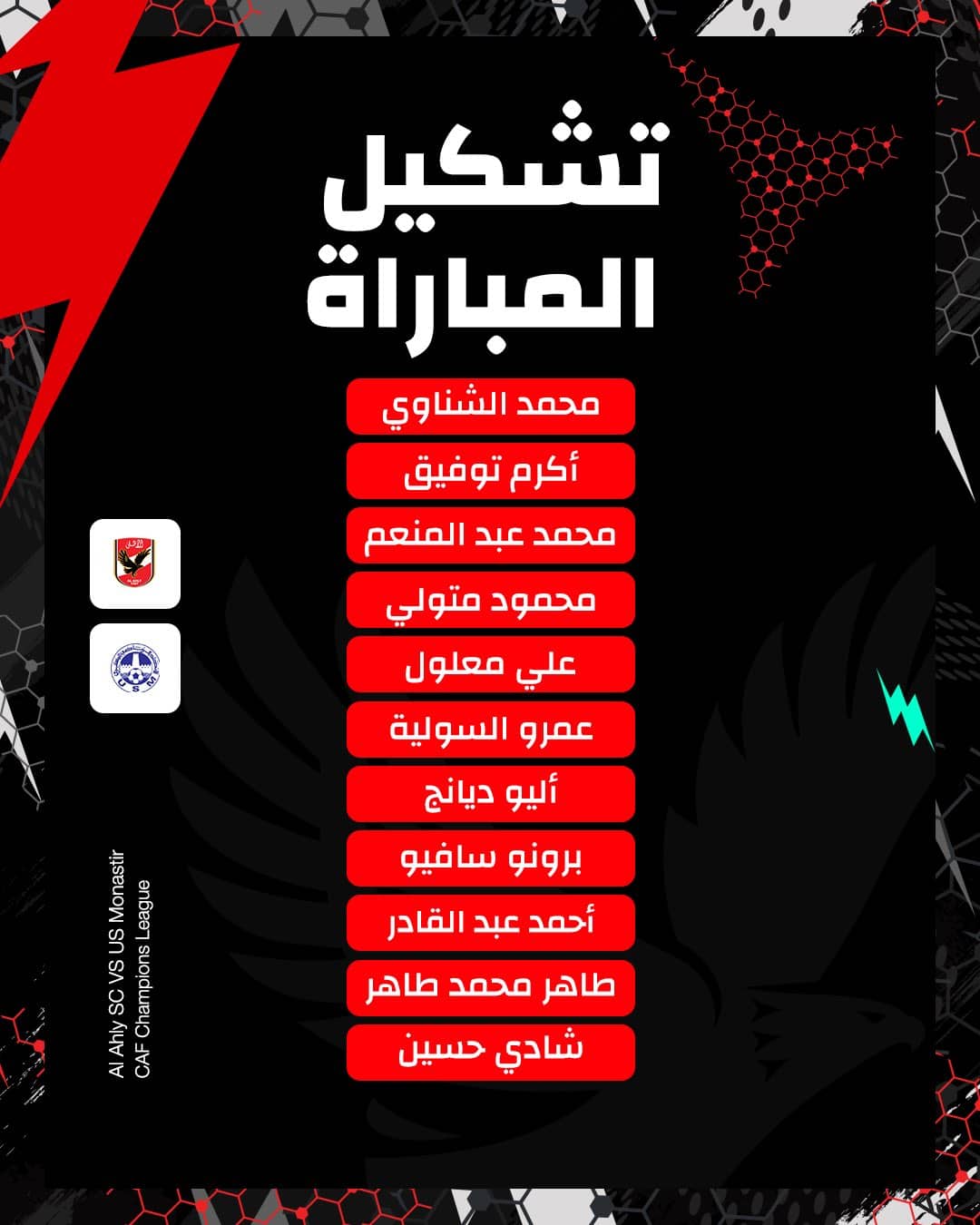 تشكيل الأهلي أمام الاتحاد المنيستيري