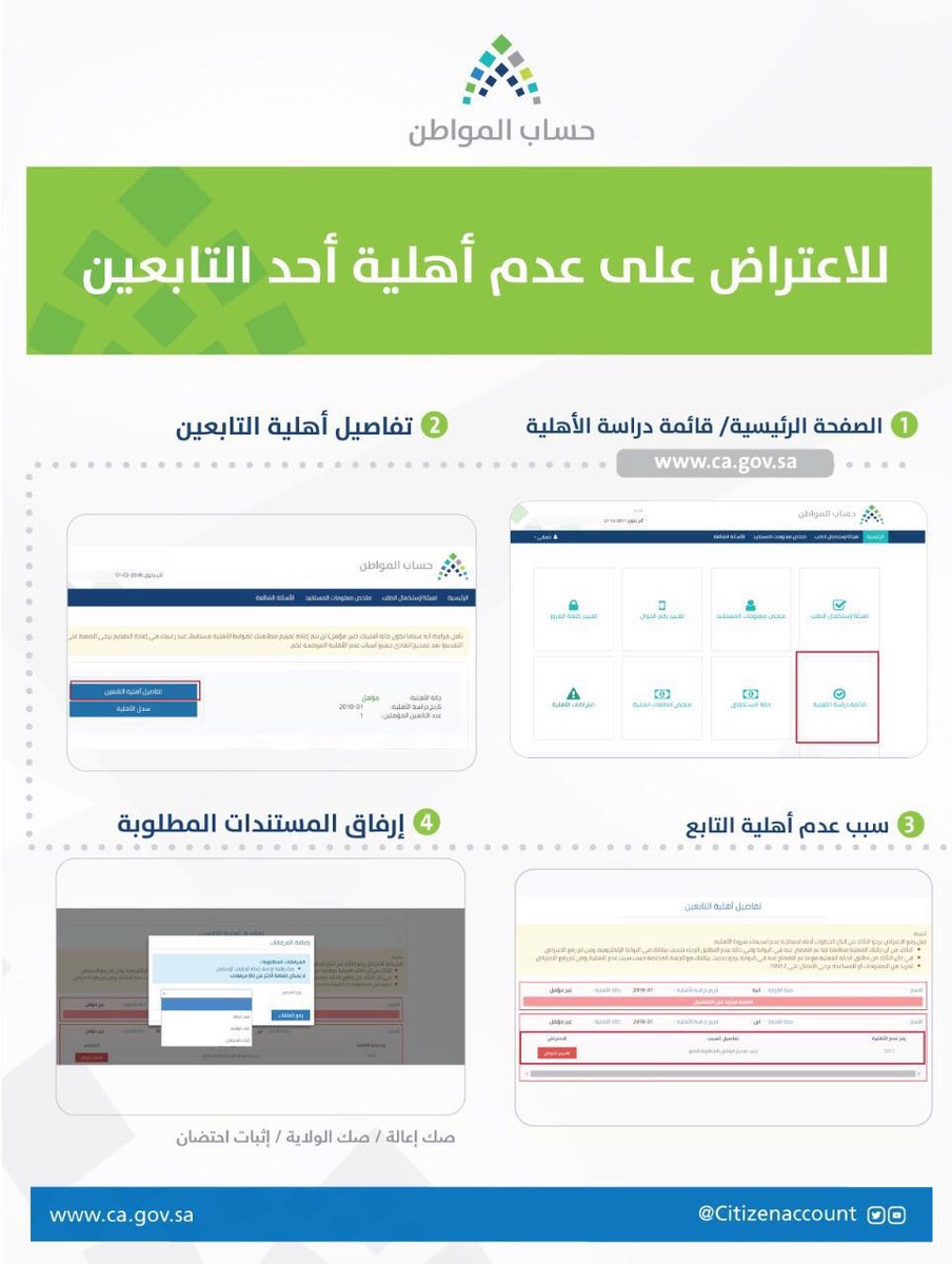 حساب المواطن تقديم اعتراض