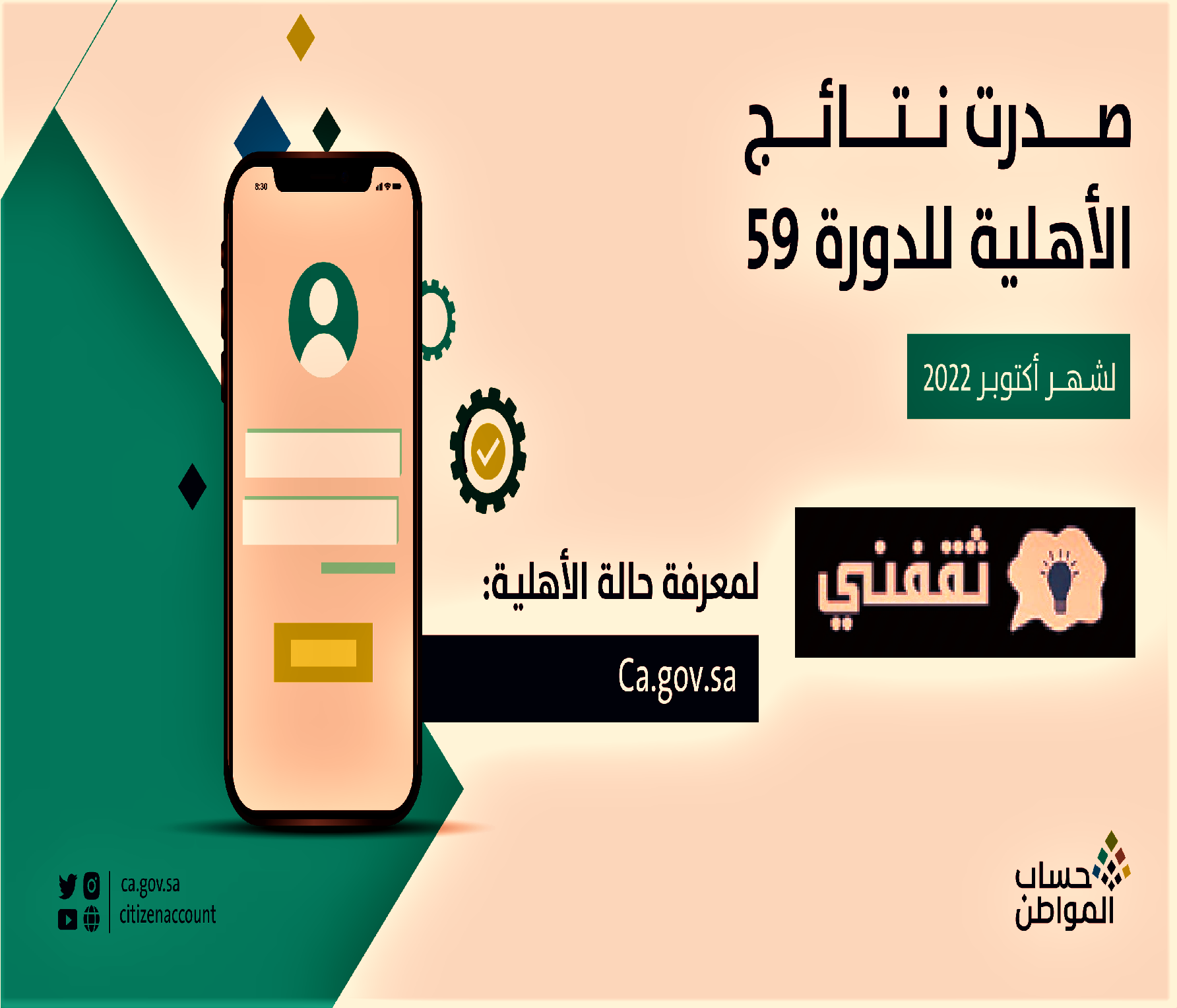 صدور أهلية حساب المواطن شهر أكتوبر 2022