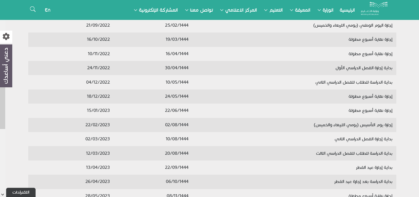 أقرب أجازة مطولة