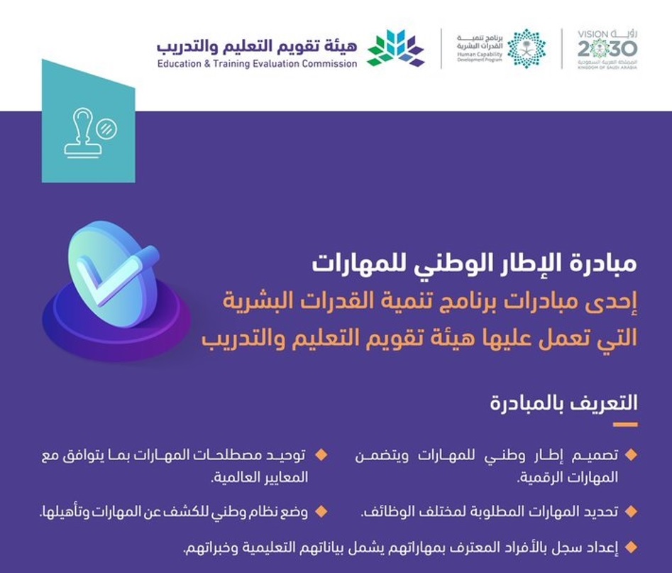 هيئة تقويم التعليم والتدريب مبادرة الإطار الوطني للمهارات