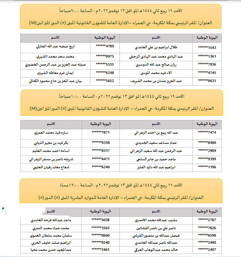 المقبولين في وظائف الحج والعمرة 1444