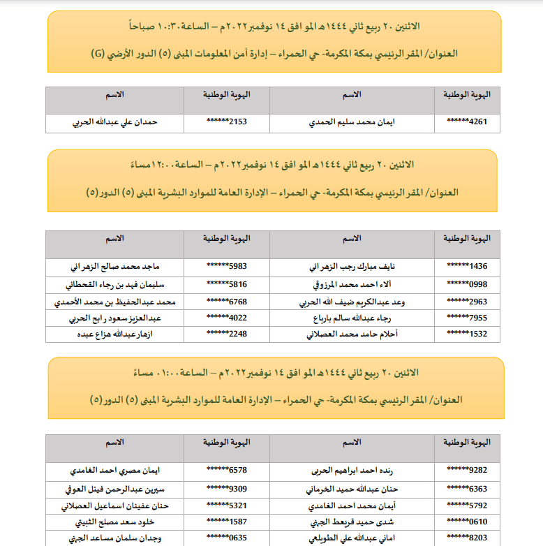 المقبولين في وظائف الحج والعمرة 1444