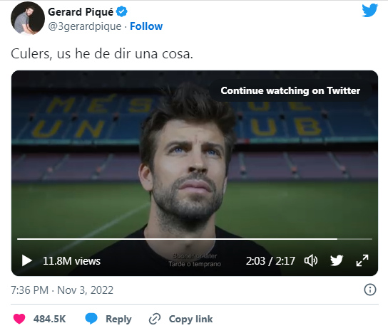 اعتزال جيرارد بيكيه لاعب برشلونة يعلن رسميًا اعتزال لعب كرة القدم