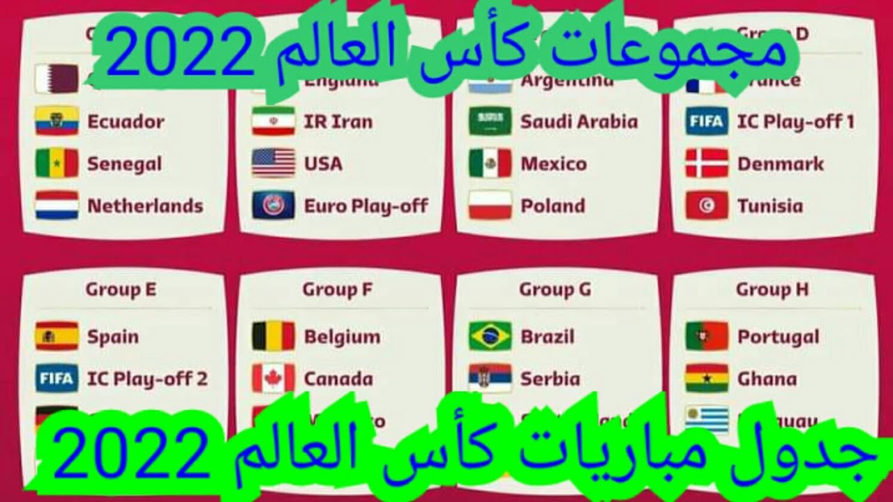 جدول مباريات كأس العالم 2022