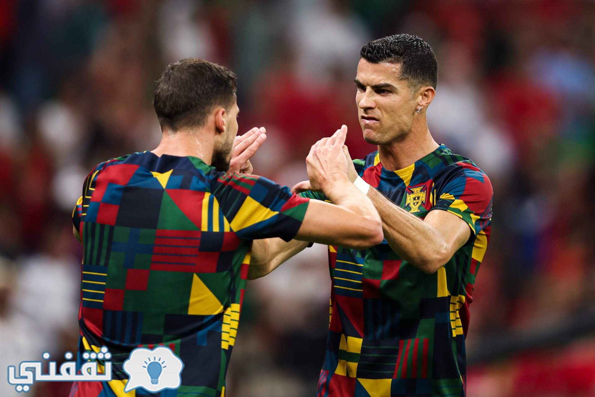 عمليات الإحماء للمنتخب البرتغالي قبل مباراة أوروجواي