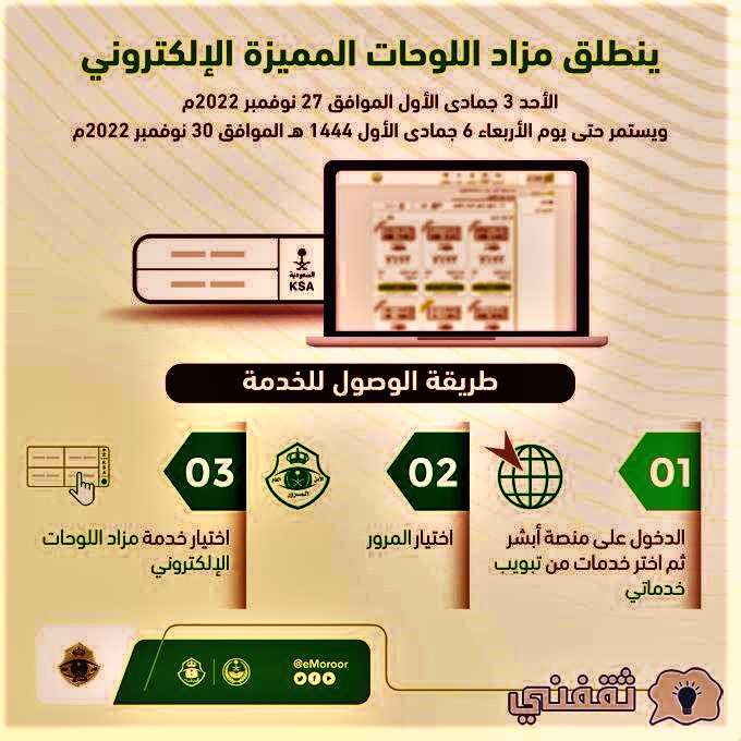 كيف تشتري لوحة من مزاد المرور؟