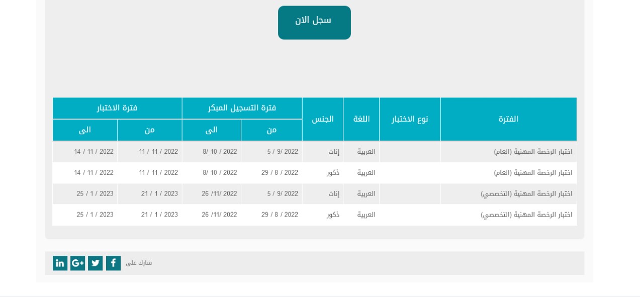 مواعيد اختبار الرخصة المهنية للمعلمين 2022-2023