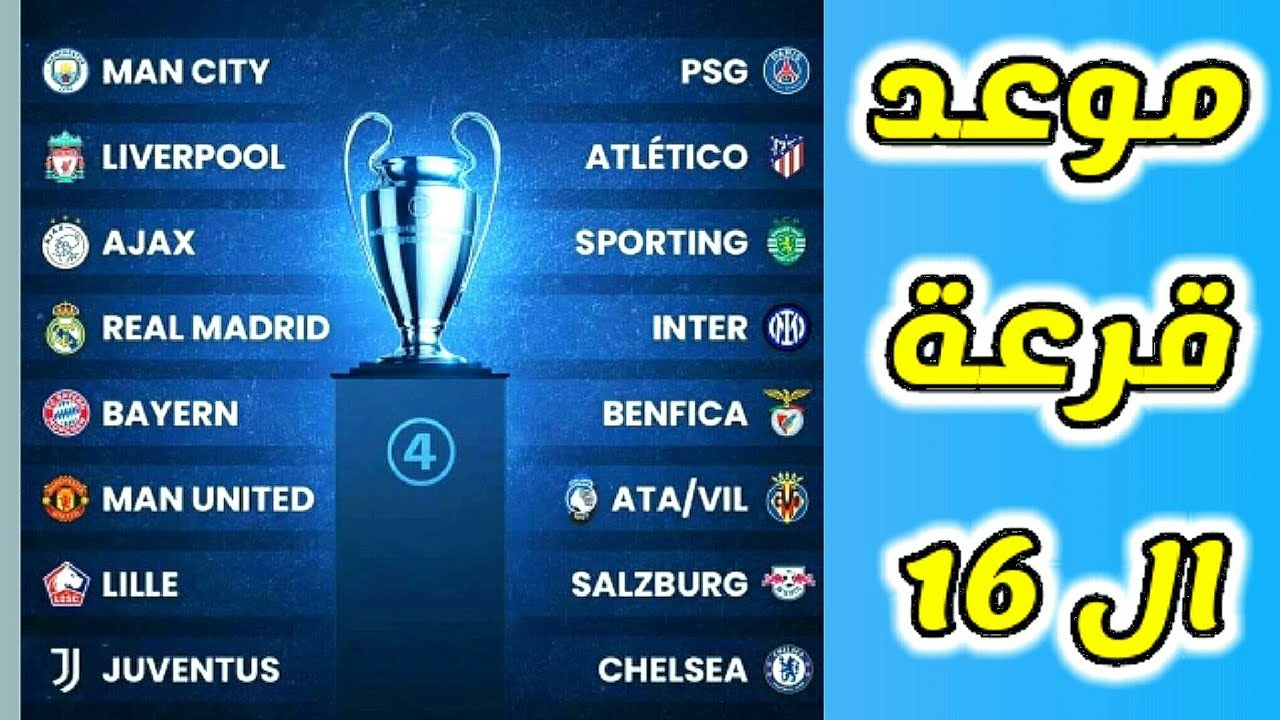 موعد قرعة دوري أبطال أوروبا دور 16