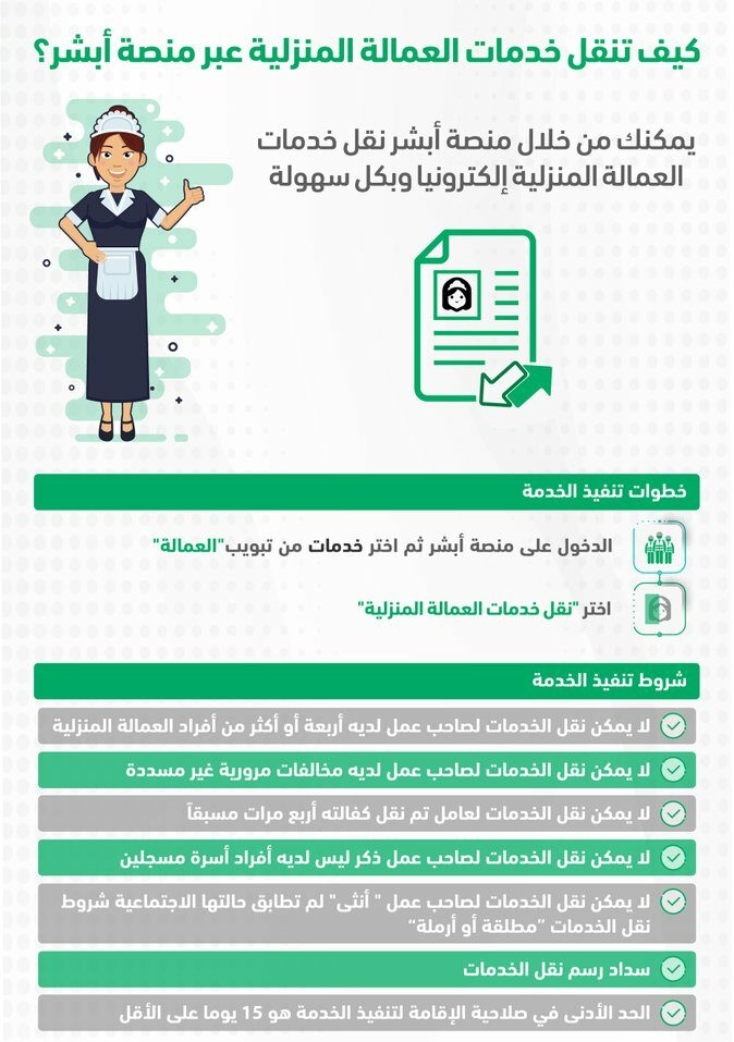 شروط نقل كفالة العمالة المنزلية