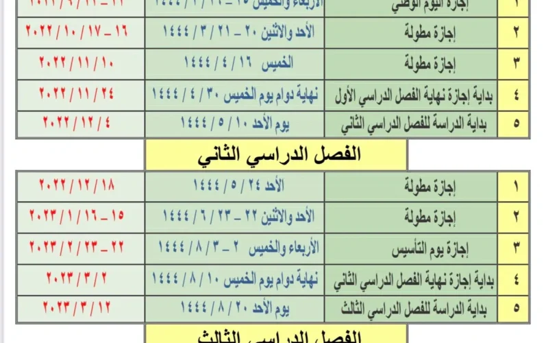 الفصل الدراسي الثاني في المملكة السعودية