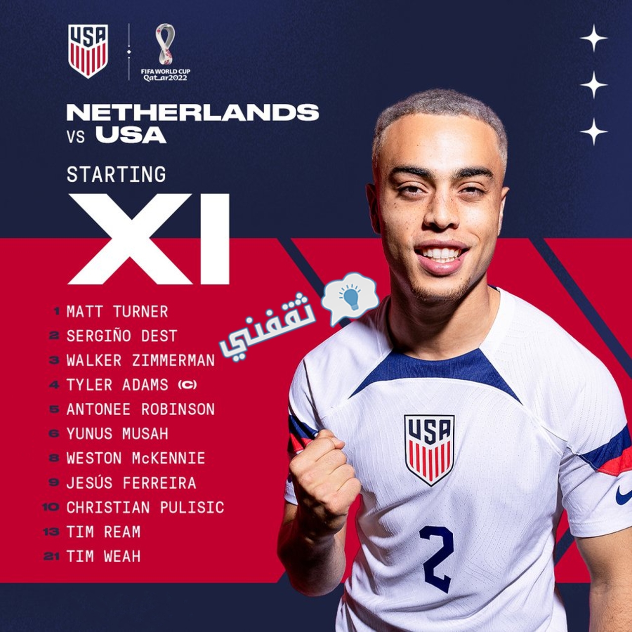 تشكيل المنتخب الأمريكي ضد هولندا في مونديال قطر 2022