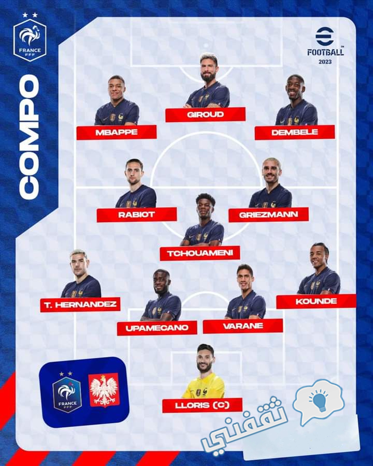 تشكيل المنتخب الفرنسي ضد بولندا في دور الـ16 من مونديال قطر 2022