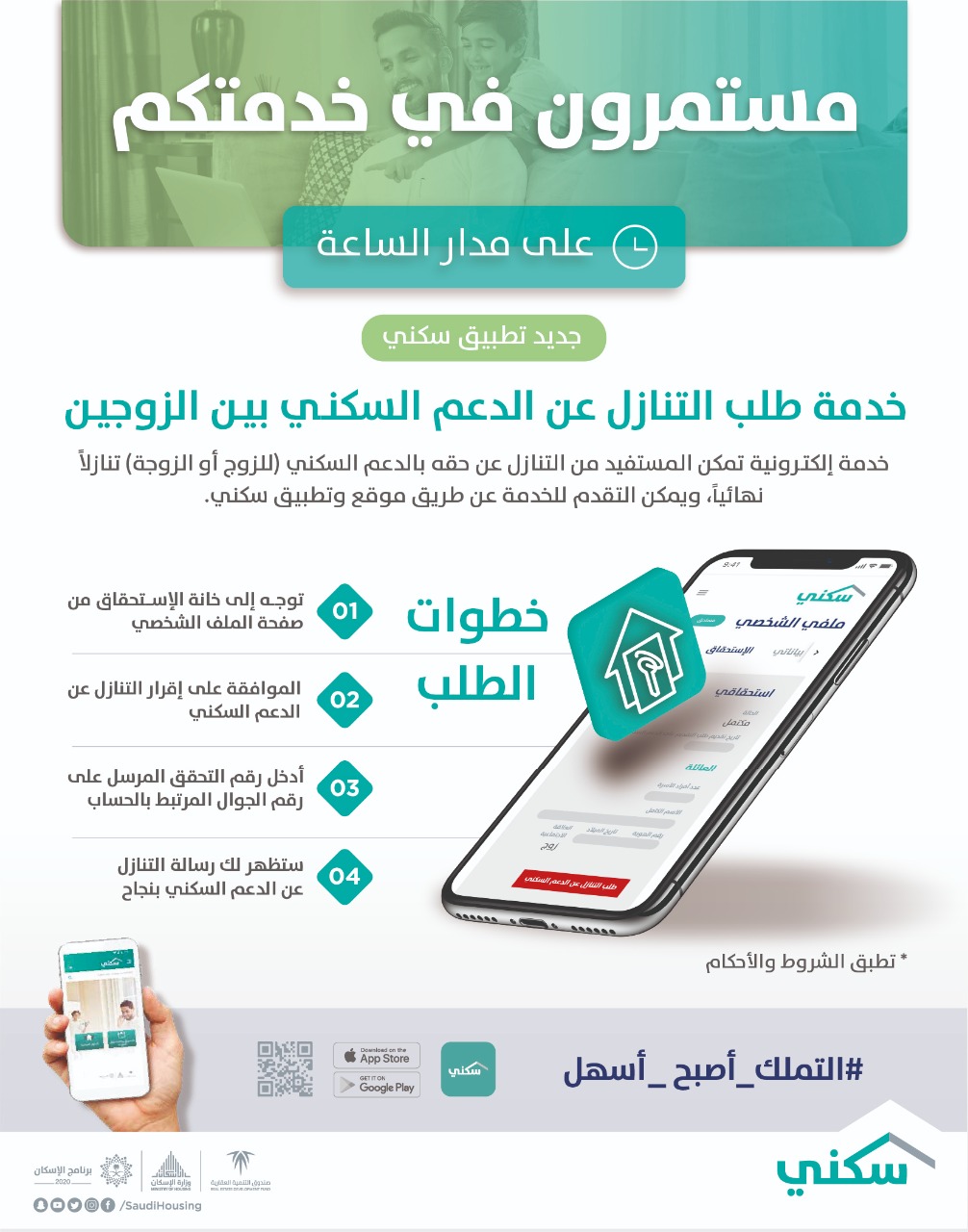 خطوات تنازل المستفيد لزوجته عن الدعم السكني