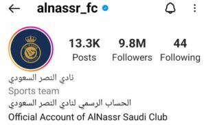 الحساب الرسمي نادي النصر السعودي العالمي على انستجرام