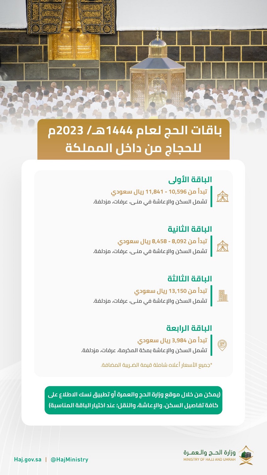 أسعار باقات الحج الداخلي