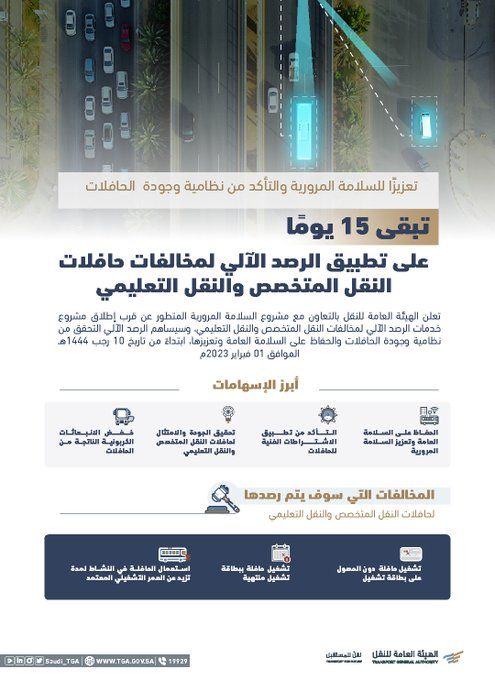 موعد تطبيق الرصد الآلي للحافلات السعودية المتخصصة والتعليمية2023