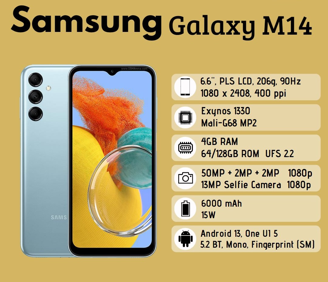 مواصفات هاتف Samsung Galaxy M14