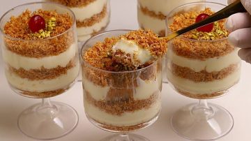 طريقة عمل كافة بالكريمة شانتية حلويات رمضان