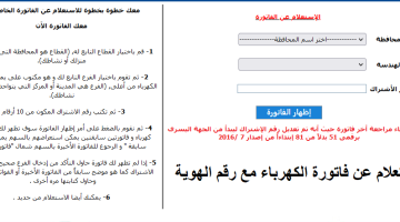 الاستعلام عن فاتورة الكهرباء مع رقم الهوية