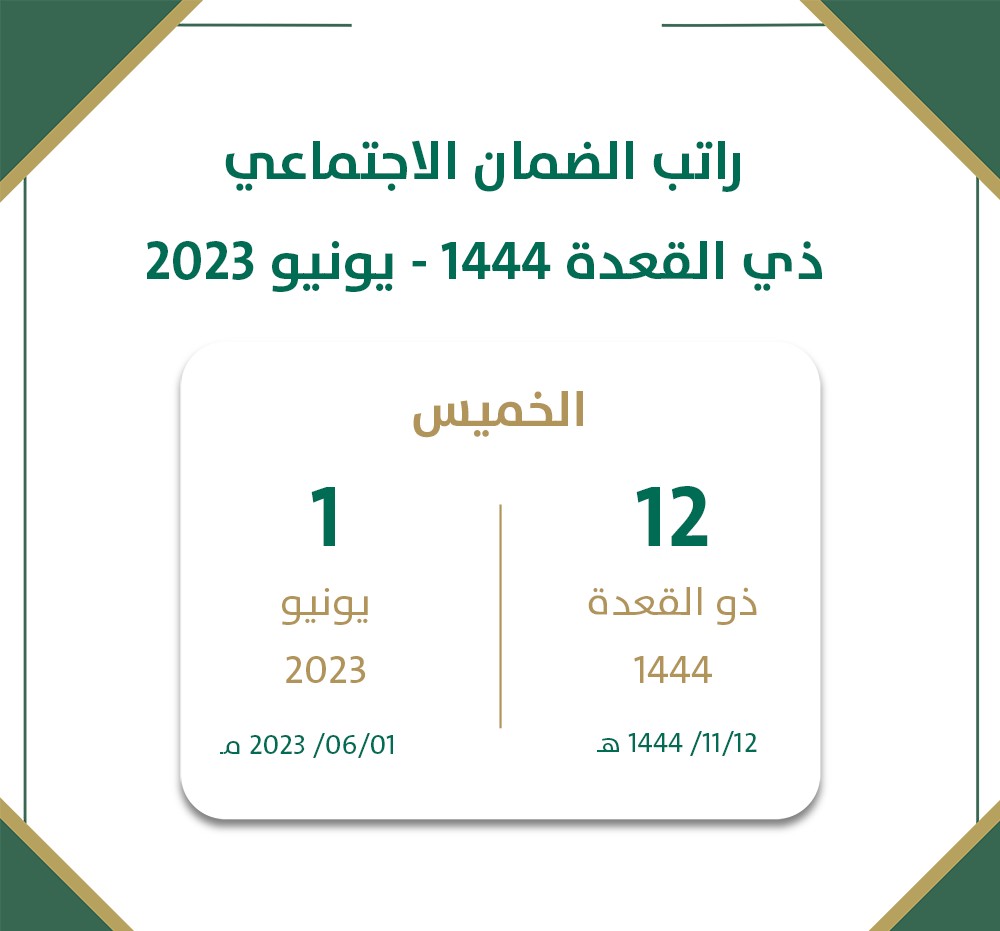 موعد صرف دعم الضمان الاجتماعي المطور لشهر يونيو