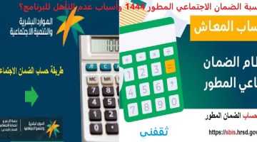 رابط حاسبة الضمان الاجتماعي المطور 1444 وأسباب عدم التأهل للبرنامج