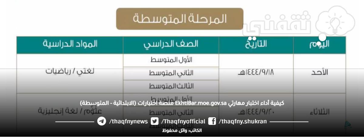 كيفية أداء اختبار مهارتي EkhtIBar.moe.gov.sa منصة اختبارات (الابتدائية - المتوسطة) كيفية أداء اختبار مهارتي EkhtIBar.moe.gov.sa منصة اختبارات (الابتدائية - المتوسطة)