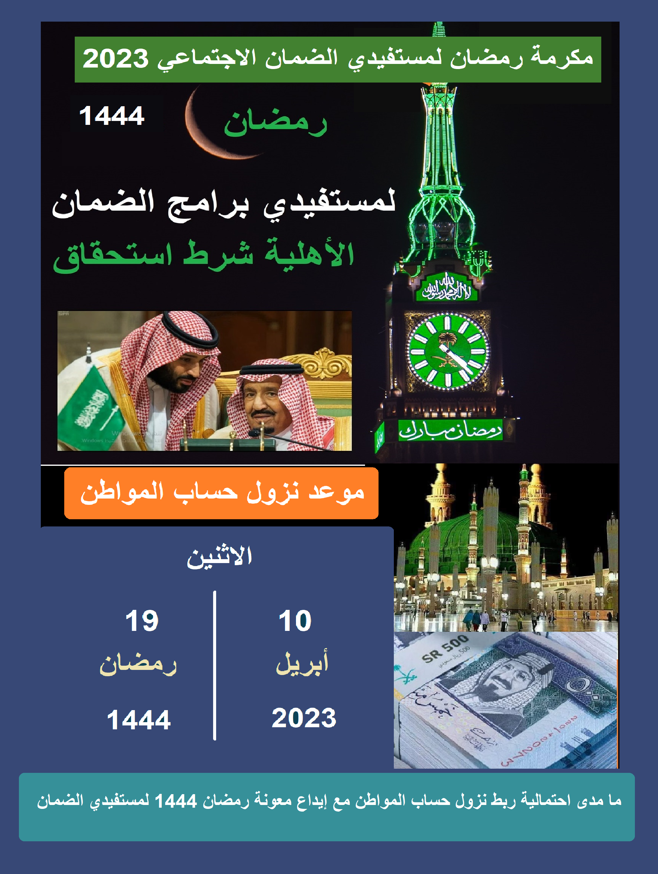 ما مدى احتمالية ربط نزول حساب المواطن مع إيداع معونة رمضان 1444 لمستفيدي الضمان ما مدى احتمالية ربط نزول حساب المواطن مع إيداع معونة رمضان 1444 لمستفيدي الضمان