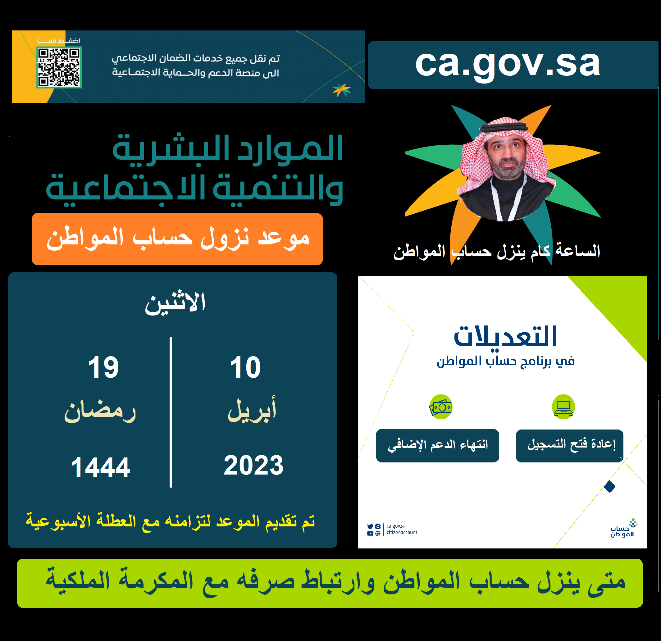 موعد نزول حساب المواطن في رمضان 1444 بدون دعم إضافي موعد نزول حساب المواطن في رمضان 1444 بدون دعم إضافي