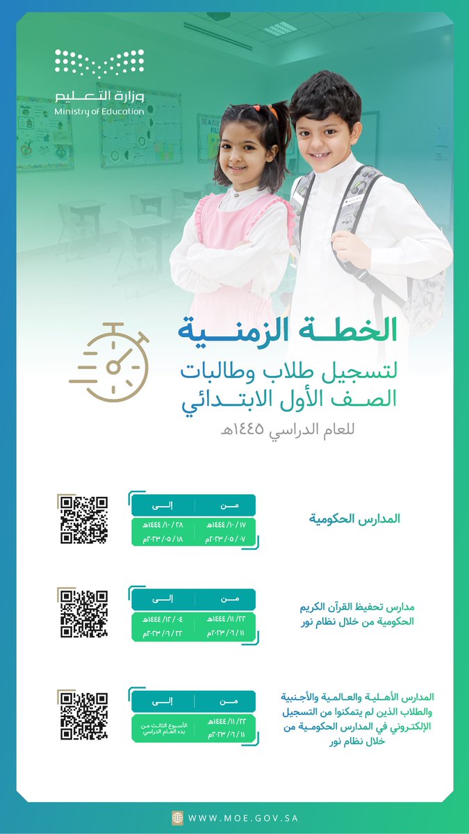 فَعال الآن.. رابط نظام نور تسجيل أول ابتدائي 1445 وكيفية تسجيل ولي الأمر  عبر noor.moe.gov.sa - ثقفني