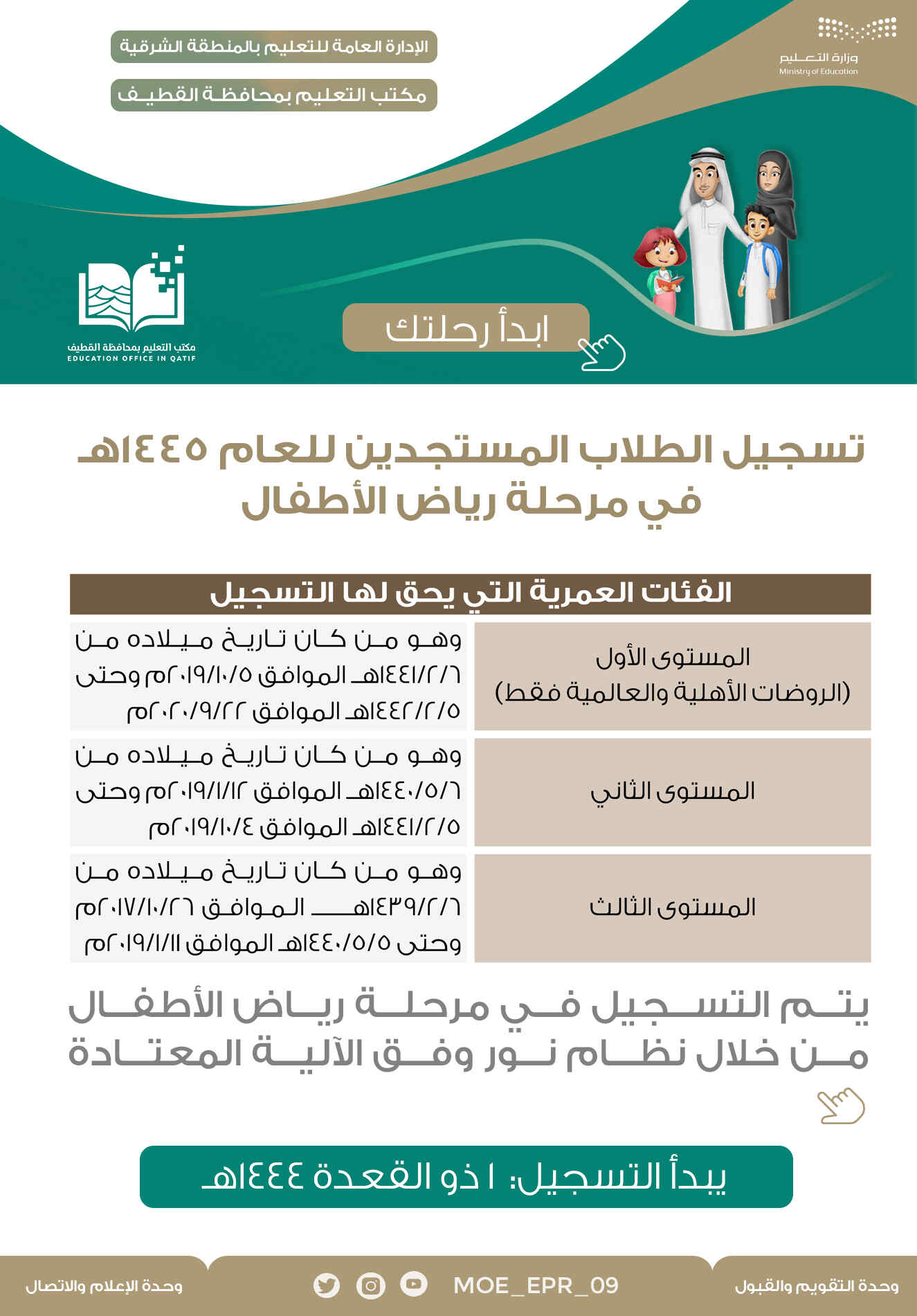 اعمار تسجيل الروضة