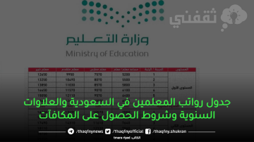 جدول رواتب المعلمين في السعودية والعلاوات السنوية وشروط الحصول على المكافآت